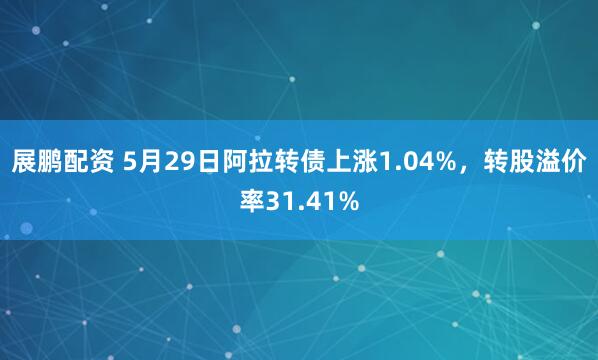 展鹏配资 5月29日阿拉转债上涨1.04%，转股溢价率31.41%
