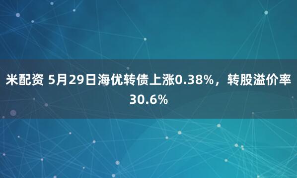 米配资 5月29日海优转债上涨0.38%，转股溢价率30.6%
