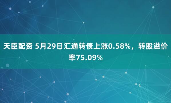天臣配资 5月29日汇通转债上涨0.58%，转股溢价率75.09%